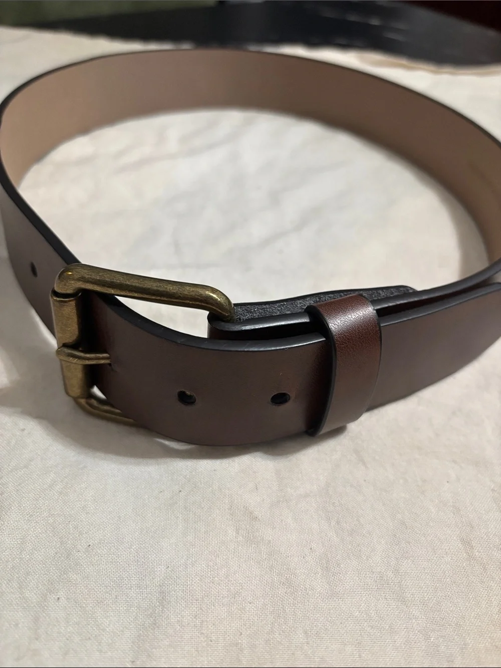 GAP Brown Leather Belt with Brass-Tone Buckle